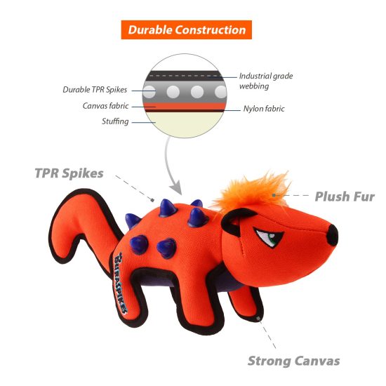 GiGwi Duraspikes Extra Durable Dog Plush Toy Racoon Orange